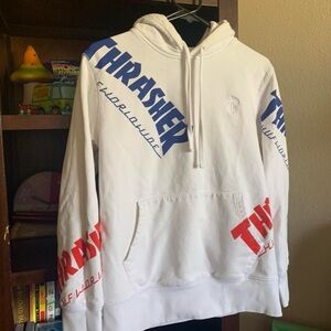 Thrasher x HUF Worldwide Collab Black Skate Hoodie Sweater Mens Medium